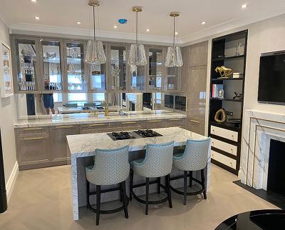 Kitchen, living space renovation in white marble
