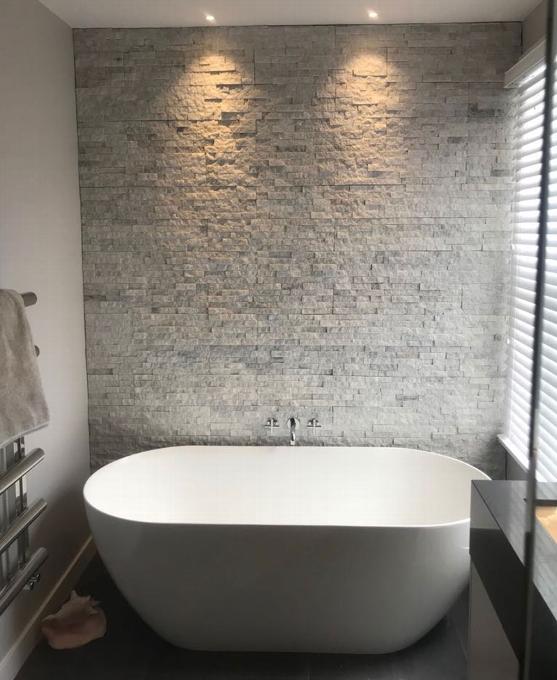 Bath and feature stone wall