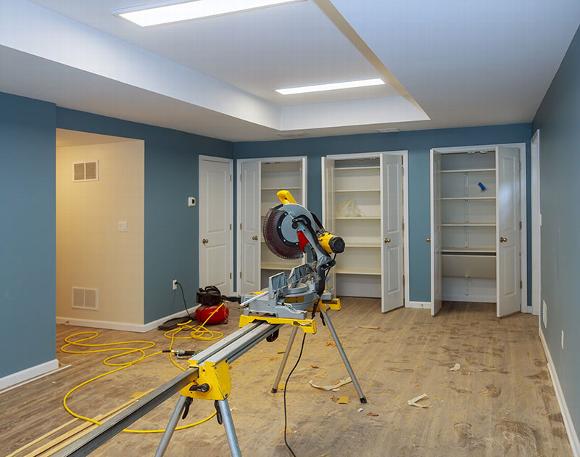 Basement renovation project in progress