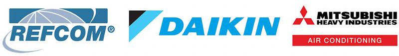trade logos refcom daikin and mitsubishi heavy industries
